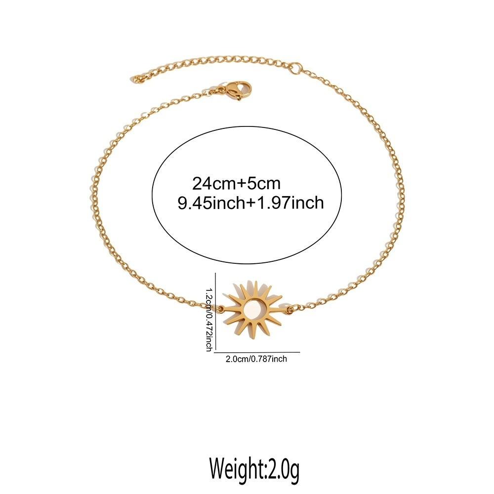 Gold Color Stainless Steel Hand Chain Adjustable Chain Sun Anklet New Trendy Jewelry for Women Men