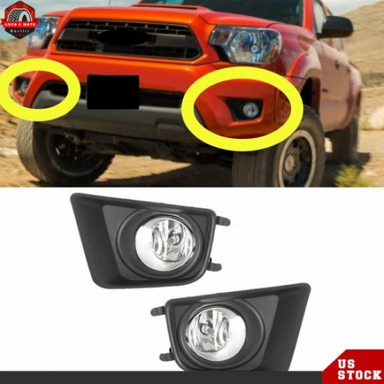 For 2012-2015 Toyota Tacoma Fog Lights Lamps w/Cover Bulbs Right&Left Side