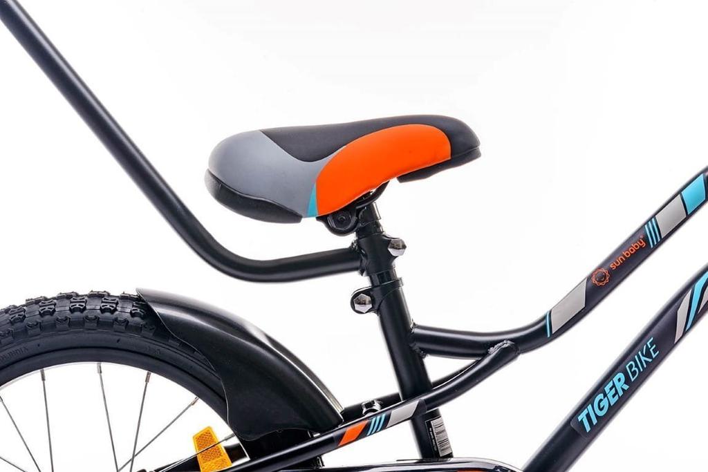 Children's Bicycle 16 Inches For a Boy Guide Side Wheels Bell Tiger Bike Black Orange Sun Baby