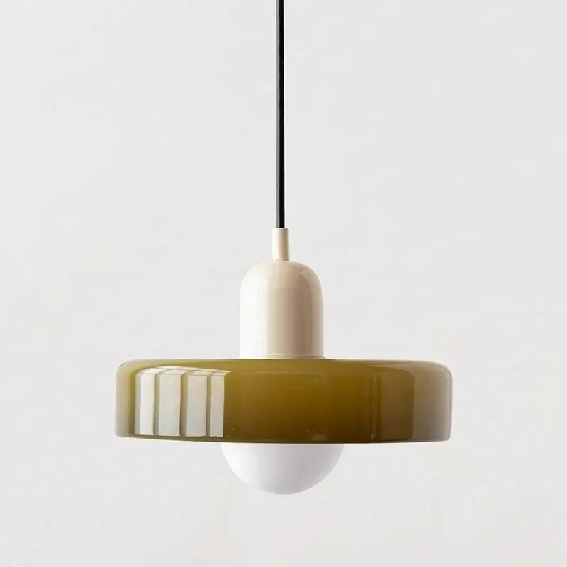 LED Glass Pendant Light Candy Color Single Head Lamp For Living Room Bedroom Study Dining Room Bar Indoor Decorative Fixtures