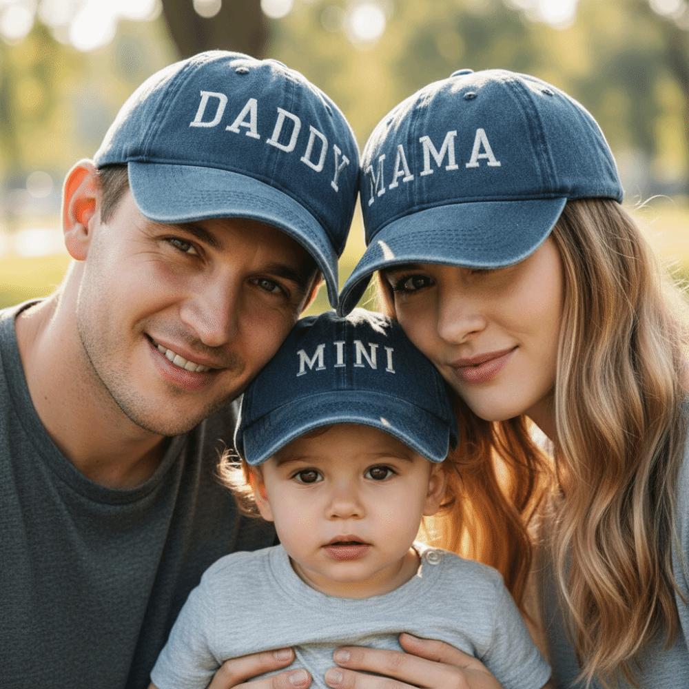 Vintage Daddy Mama Mini Embroidery Caps Washed Cotton Family Matching Baseball Cap Gifts