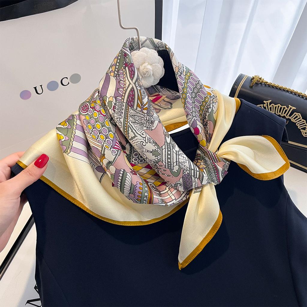 100% Silk Scarf Women Foulard High Quality Square Female Headkerchief Mulberry Neckerchief Shawl Wraps Hijab Bandana Scarves