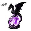 Fantasy Collection Item Gothic Dragon Night Light Resin Statue with Purple Glowing Crystal Unique Holiday Gift for Lovers Sphere Table Lamp