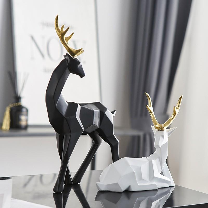 Modern Minimalist Resin Deer Figurine Decor Office Desk Living Room Entryway TV Cabinet Bookshelf Home Decoration