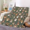 Cute Dog Printed Flannel Throw Blanket Soft Cozy Pet Pattern Fleece Blanket for Sofa Bed Couch Home Decor Customized Blankets