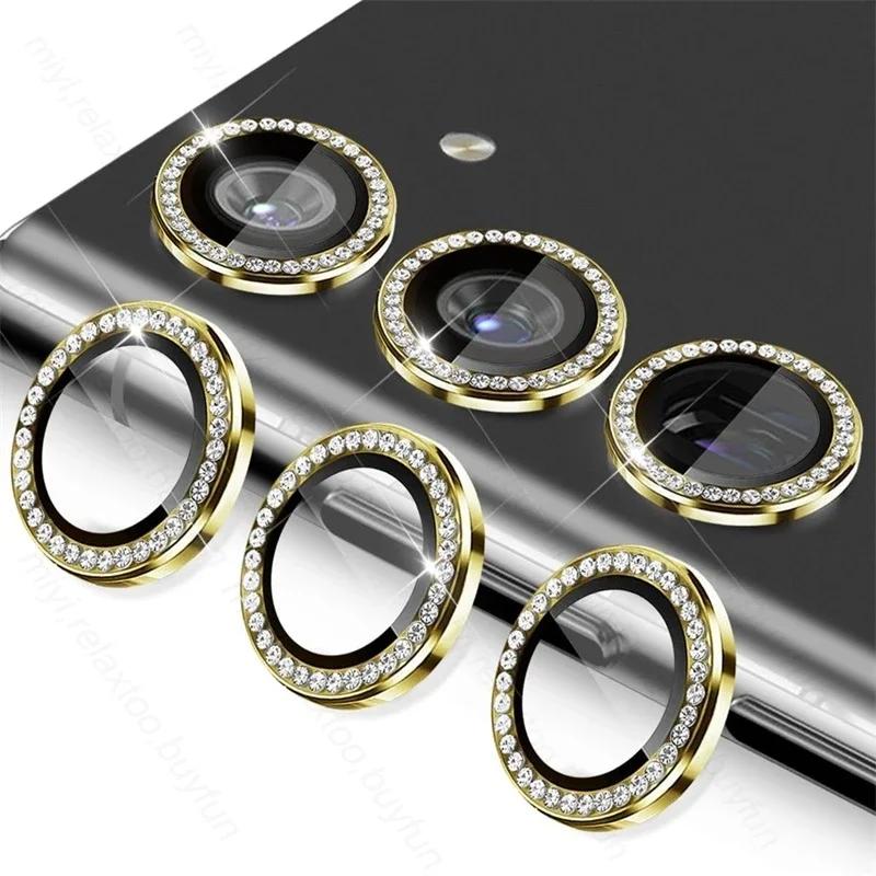 

Diamond Camera Lens Protector Ring Cover For Samsung Galaxy S25 Ultra 5G S24 Plus S23 S25 FE S22 Tempered Glass Protective Film For S24 Plus