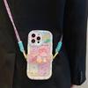 2pcs Cream‑Shell Phone Case Set with Back Clip & Lanyard for iPhone Series, Women‑Exclusive