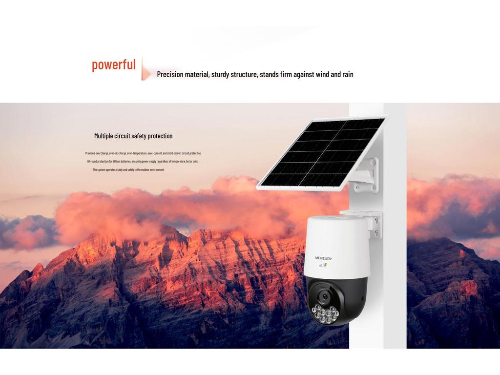 Mercury 4G Solar Camera MIPC3286WBLH-F4GE with Black Light & Auxiliary Heating, 4MP, Lifetime Free Data