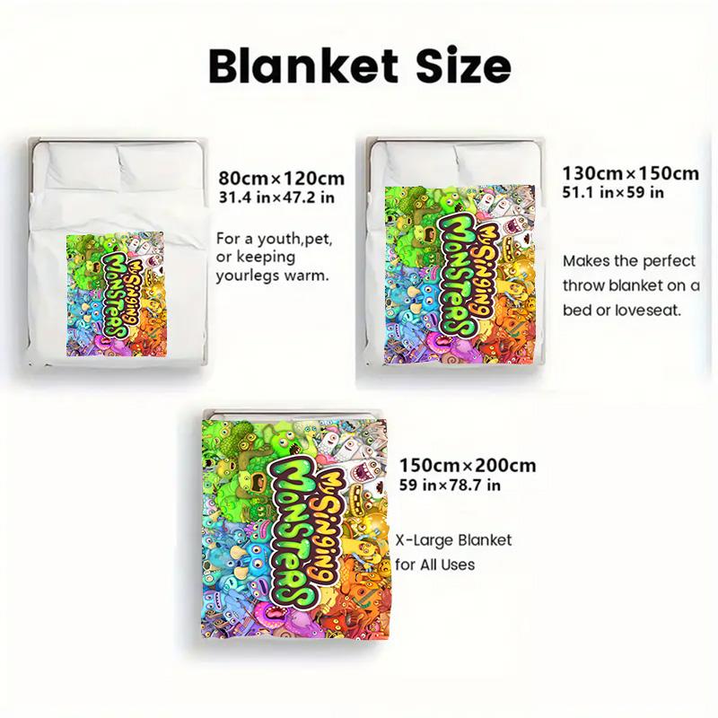 My Singing Monsters 2D Flat Pattern Flannel Blanket High Quality All Seasons Warmth and Comfort Perfect for Christmas Gifts.P260914523