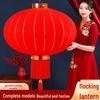 Flocked Red and Gold Thread Fabric Lanterns for Spring Festival - Customizable Text