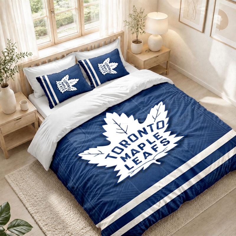 Pościel 1 poszewka na kołdrę 2 poszewki na poduszki Nadruk Toronto Maple Leafs Sypialnia Wystrój domu