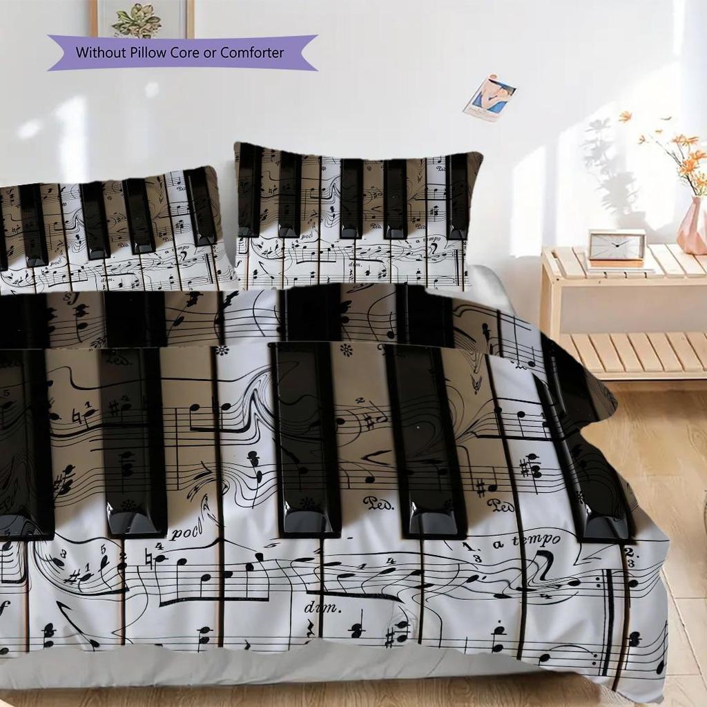1PC Music, guitar Theme Bedding Quilt Set Quilt Cover Pillowcase Home Decoration Birthday Gift (1 * duvet cover + 2 * pillowcase, without core)
