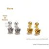 French Camellia 3D Rose Stud Earrings for Women - Titanium Steel Cartilage Screw Earrings