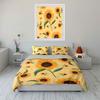 Sunflower Pattern Home Decoration Set Bedding Set with 1 Duvet Cover 2 Pillowcases Single Double King Queen, Gift