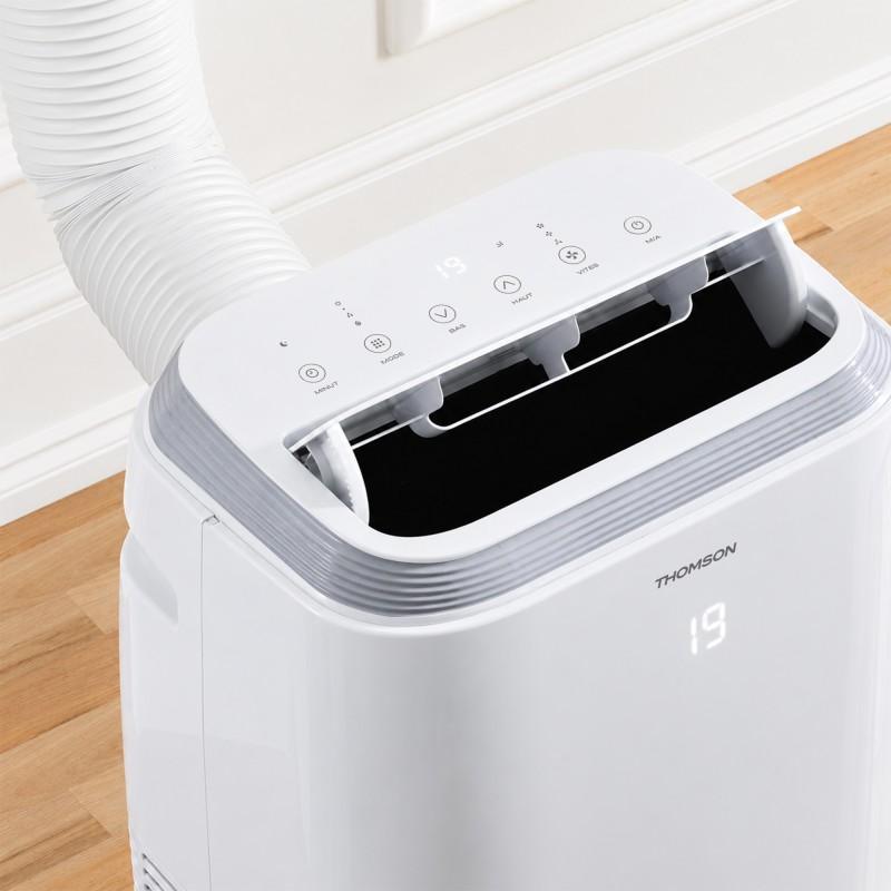 Thomson - Climatiseur Mobile électronique Réversible 14000 Btu - Ecran Led - 3 Vitesses - Programmation - 65db - Télécommande