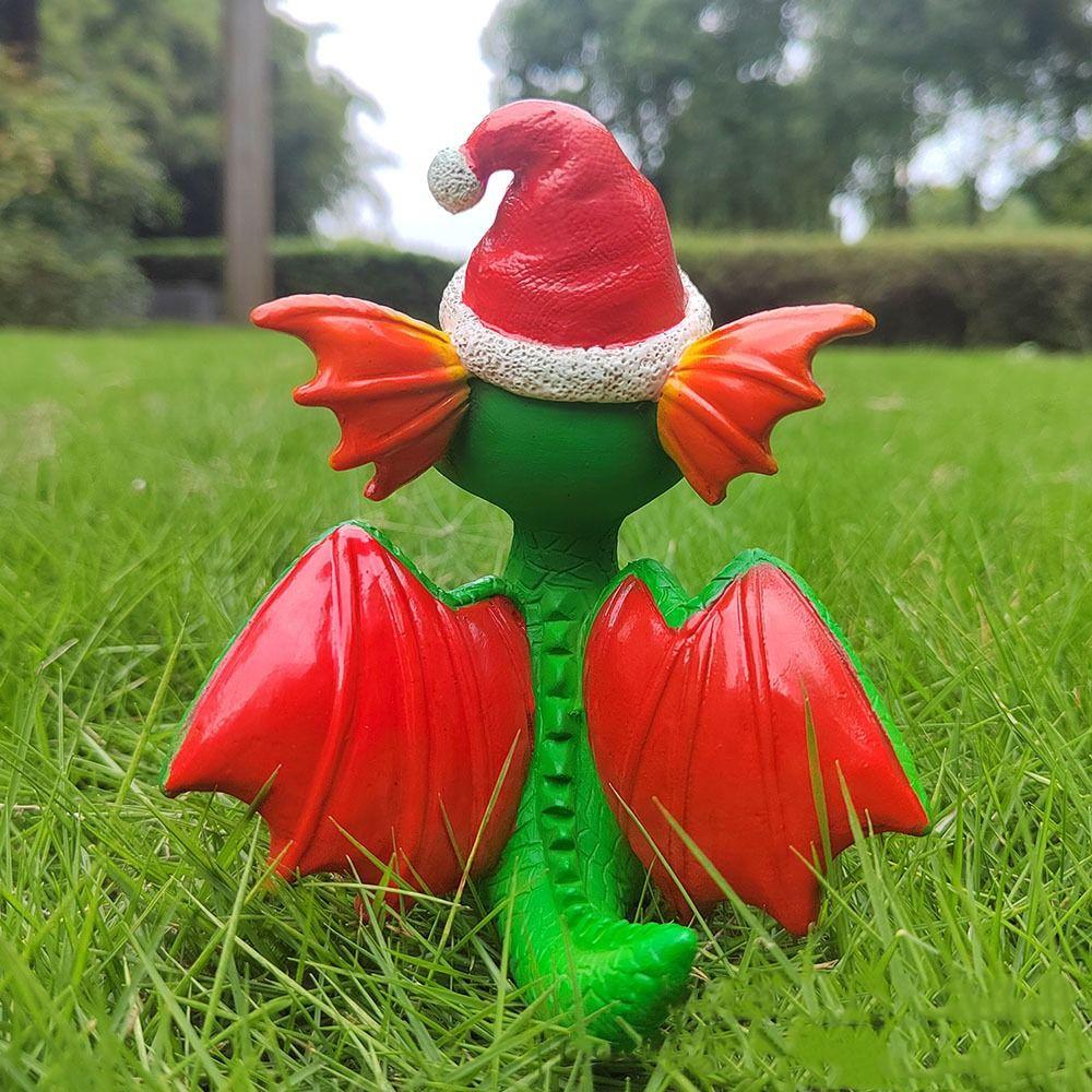 3D Christmas Dragon Sculpture Cool Dragon Garden Statue Christmas Dragon Doll Toy  Desk