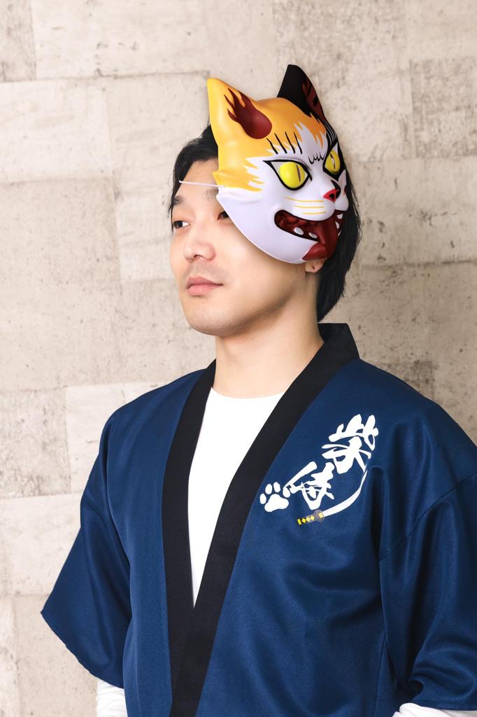 Clearstone Geisterkatzenmaske im japanischen Stil, Unisex, Weiß