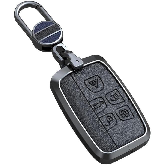 

ontto Key Fob Skin Fit for Land Rover 2020 2019 Leather Car Key Case Anti-Scratched Full Protection Fit for Range Rover Black Type A-black