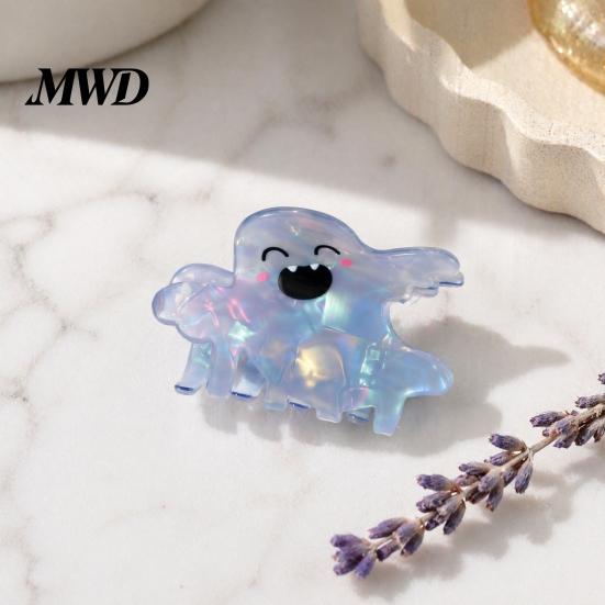 Cute Ghost Hair Clip Halloween Claw, Gripper, Firm Grip with Medium Length Shimmer for Long Hair, Comfortable Stylish Accessories Women Girls