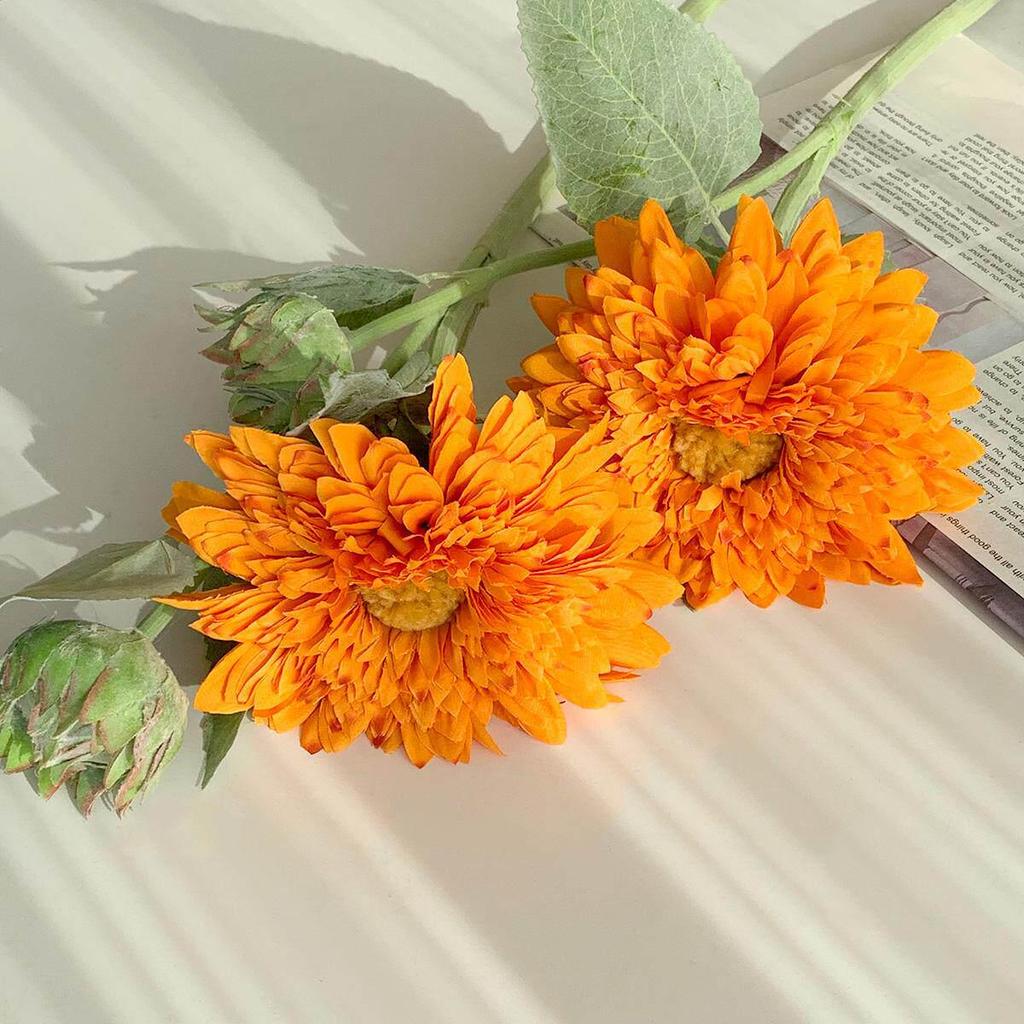 Teddy Sunflower Artificial Bouquet for Living Room, Entryway, Dining Table, Camping, and Retro Arrangements