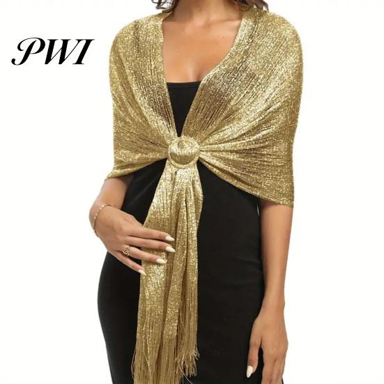 Metallic Wire Shawl Women Sparkling Bridesmaid Scarves 1920s Style Wraps with Scarf Button Wedding Party Accessories Outdoor Homecoming Dance