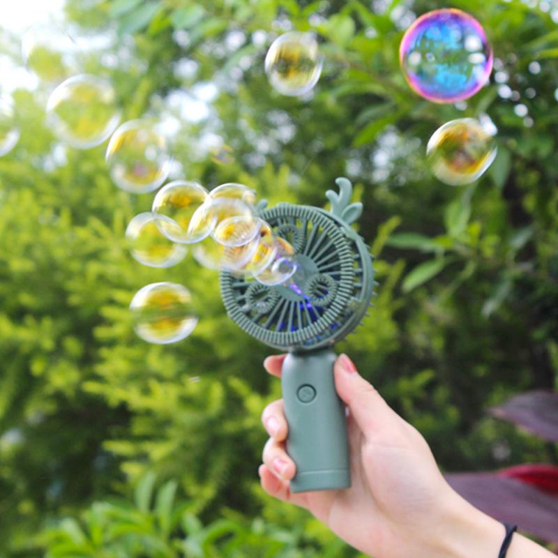 USB Handheld Mini Bubble Blowing Fan for Kids
