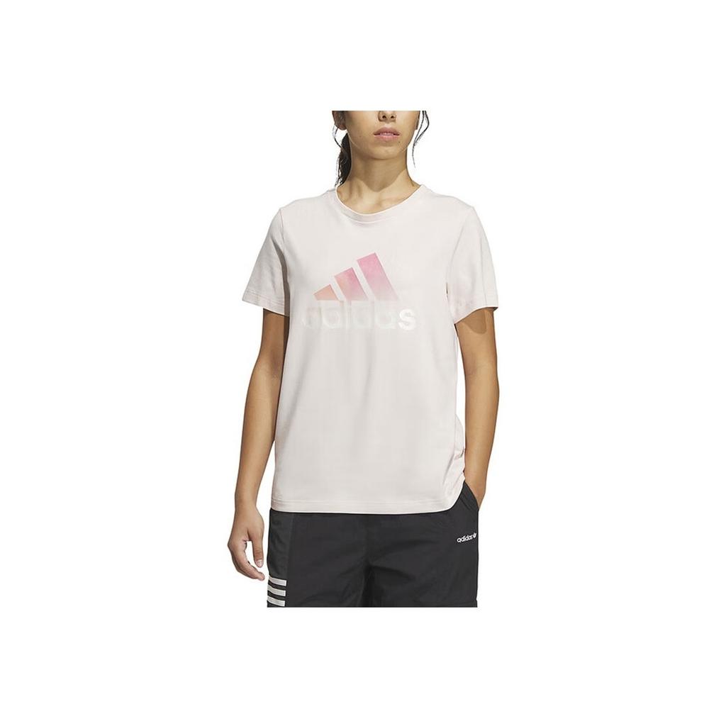 Adidas Printed Letter Casual Straight Round Neck Short Sleeve T-Shirt Women Tops Lotus IM8886