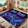 City Cyberpunk Theme Crystal Velvet Floor Rug Personalized Custom Name Text Warm Carpet Home Decoration