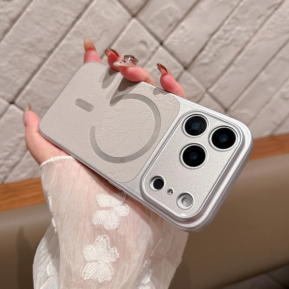 Official Leather Magnetic Phone Case For iPhone 17 Air 15 14 13 16 17 Pro Max 14 15 16 Plus Magsafe Protector Shockproof Cover