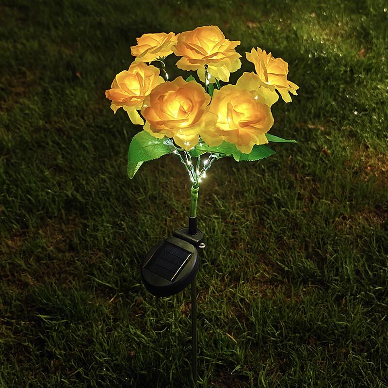 Liangtu 7-Head Yellow Rose Solar LED Garden Stake Lights