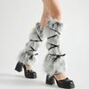 Women Fuzzy Leg Warmers Faux Fur Fluffy Boot Covers Knee High Warm Furry Leg Warmers for Party Dating Christmas Costume