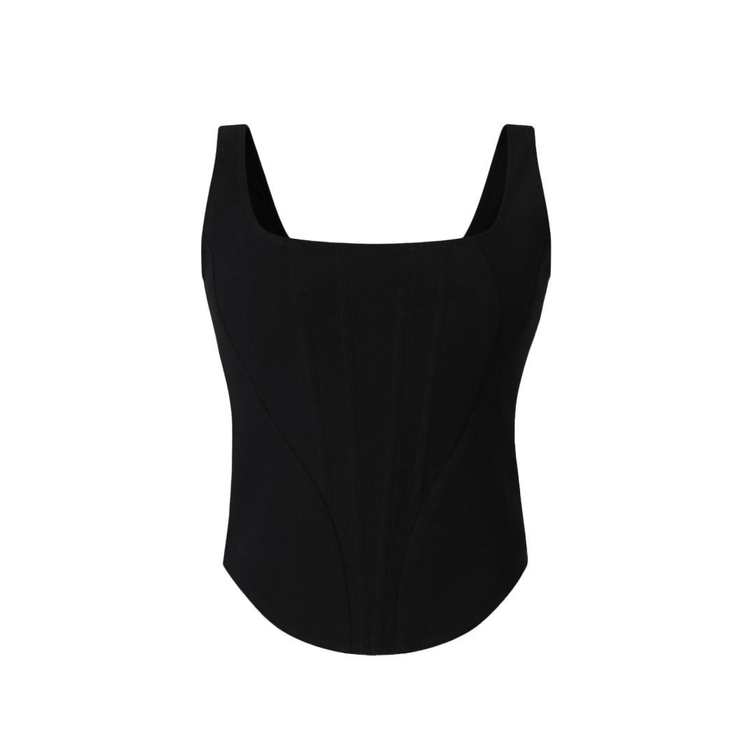Fishbone Strappy Square Neck Slimming Waist-Cinching Summer Vest Bra Top L чёрный
