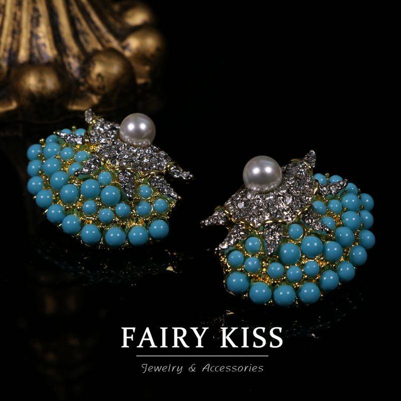 Retro Return Seestern Glasperle Jelly Harz Ohrringe Galvanisiertes Echtgold Personalisiertes Design Leichter Luxus Temperament Ohrringe