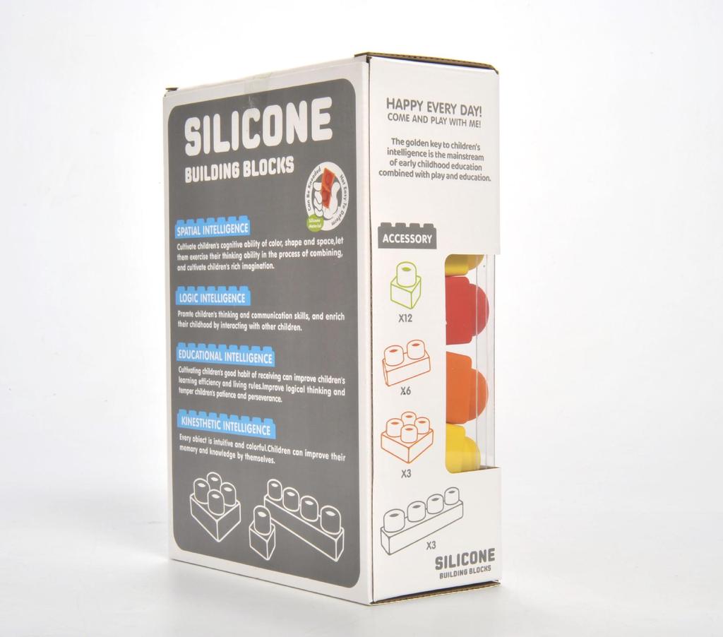 Silicone Teething Building Blocks for Babies - Chewable, Large Pieces, Early Education Toy for 6+ Months