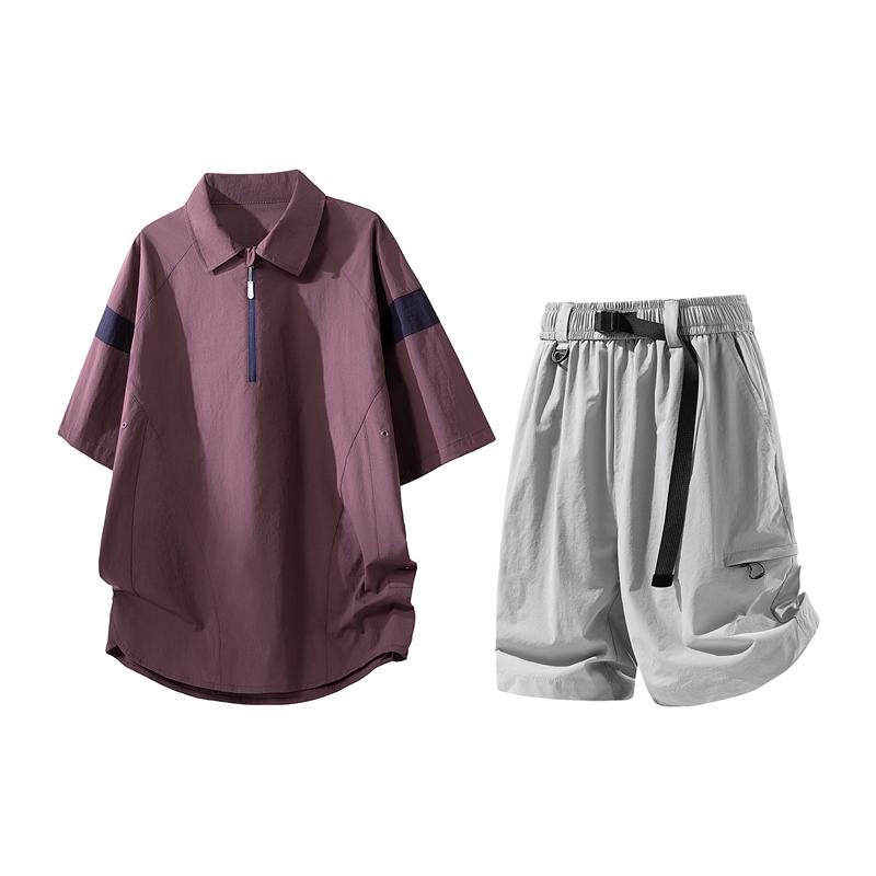 Casual Set, Short Sleeved Set, Men's Summer Casual Two-piece Set