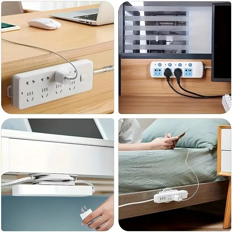 1pc Socket Holder Organizer Socket Fixer Powerful Traceless Wall-mounted Self-adhesive Cable Seamless Power Strip Hold Wire Holder Utility Hooks