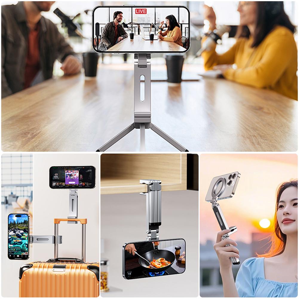 For Magsafe Airplane Phone Holder 360 Rotating Travel Phone Stand Foldable Tripod Plane Phone Holder for Travel/Car/Desk