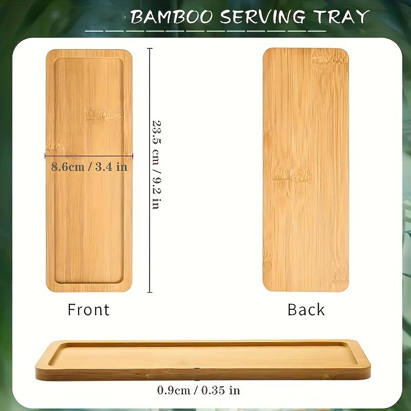 Bamboo Serving Tray, Round Tea Tray for Bathroom Counter, Wooden Vanity Organizer for Decor, Coffee Snack Candle Display