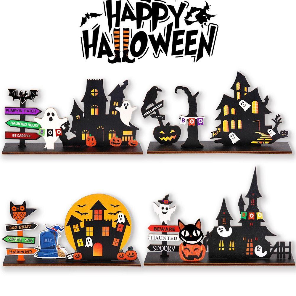 3D Ghost Castle Desktop Ornament Cartoon Halloween Decoration Stand Scene Layout