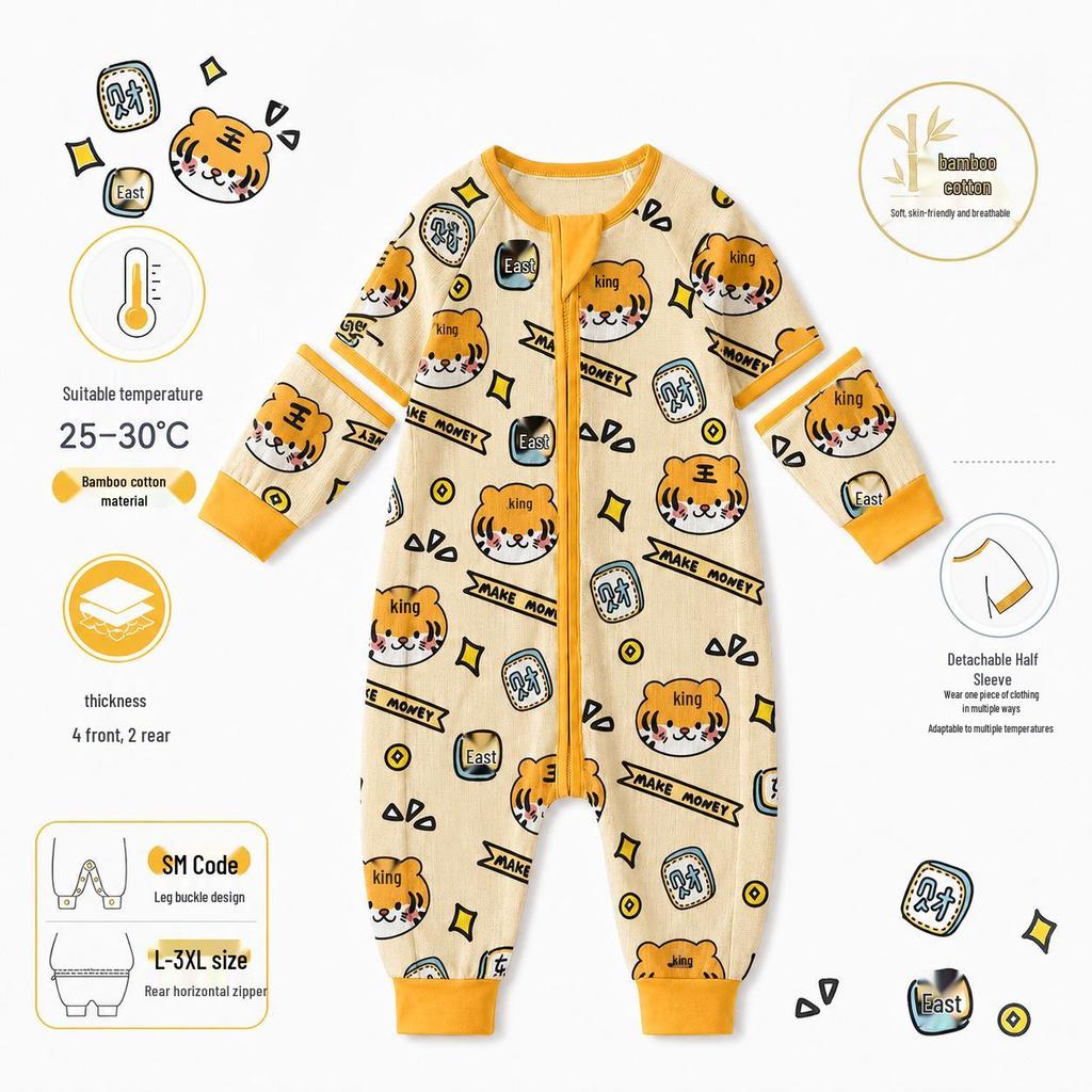 Bamboo Cotton Baby Sleeper: Split-Leg, Lightweight, Anti-Kick, All-Season Pajamas