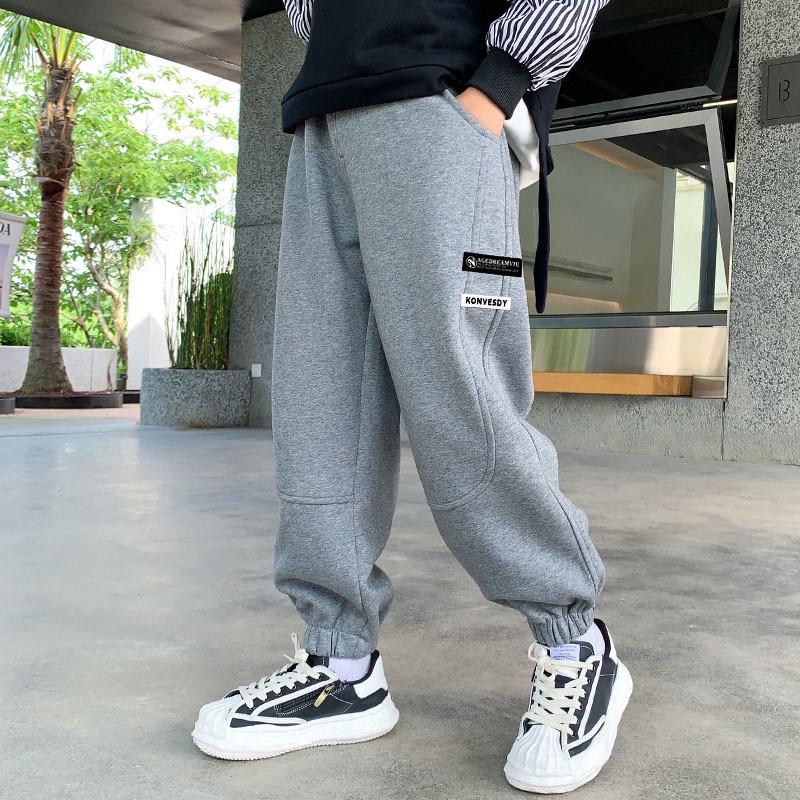 Velvet-Lined Boys' Winter Sweatpants - New Style for Kids