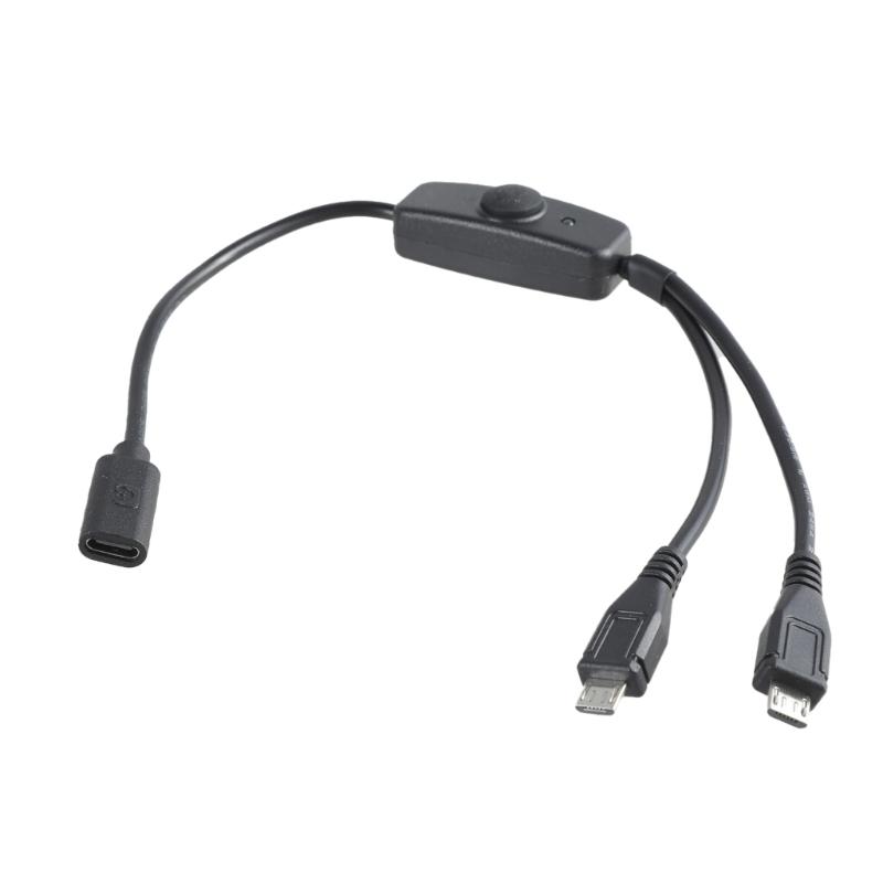 

Type C to Two MicroUSB Splitter Cable Female to Male 5V Only with Switching for Phones and Tablets for Charging 1