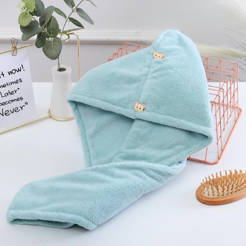 Thickened Coral Fleece Hair Drying Cap - Absorbent, Quick-Drying, Autumn/Winter Style Head Wrap