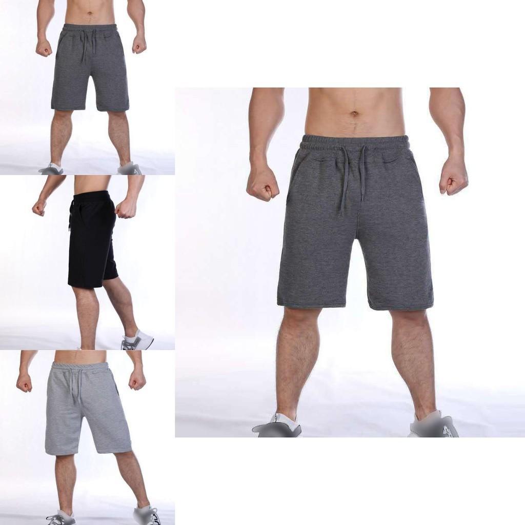 Mens Plain Elasticated Gym Shorts Comfy Sports Jogging Trousers S-3xl Black