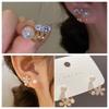 Light Luxury Imitation Pearl Flower Stud Earrings Ladies Fashion Crystal Elegant Jewelry Party Gift