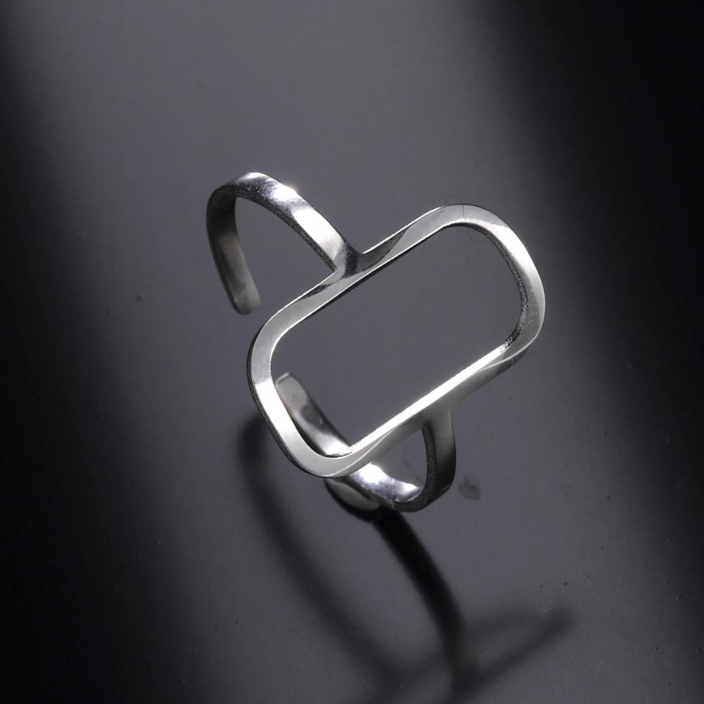 COOLTIME Rectangular Geometric Rings Open Adjustable Stainless Steel Rings for Men Women Statement Jewelry Gift 2025 New