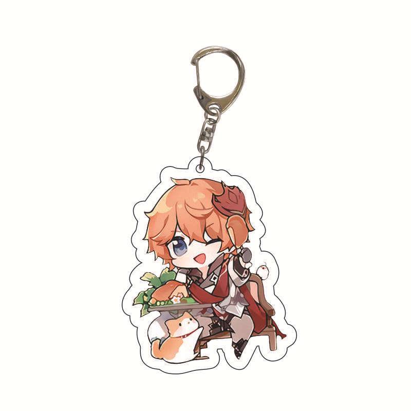 Genshin Impact 2D Keychain: Nilou, Nahida, Amber, Kaeya, Tighnari, Kazuha Pendant
