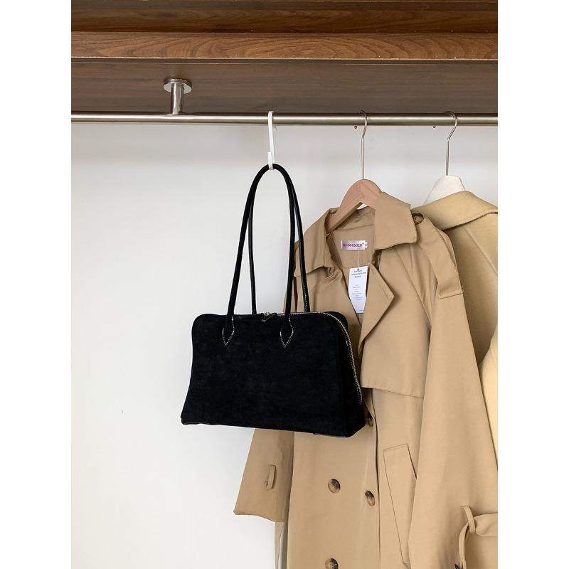 

Новая сумка-тоут, ощущение высокого класса, модная сумка через плечо большой вместимости, осенняя женская замшевая сумка для通勤 чёрный