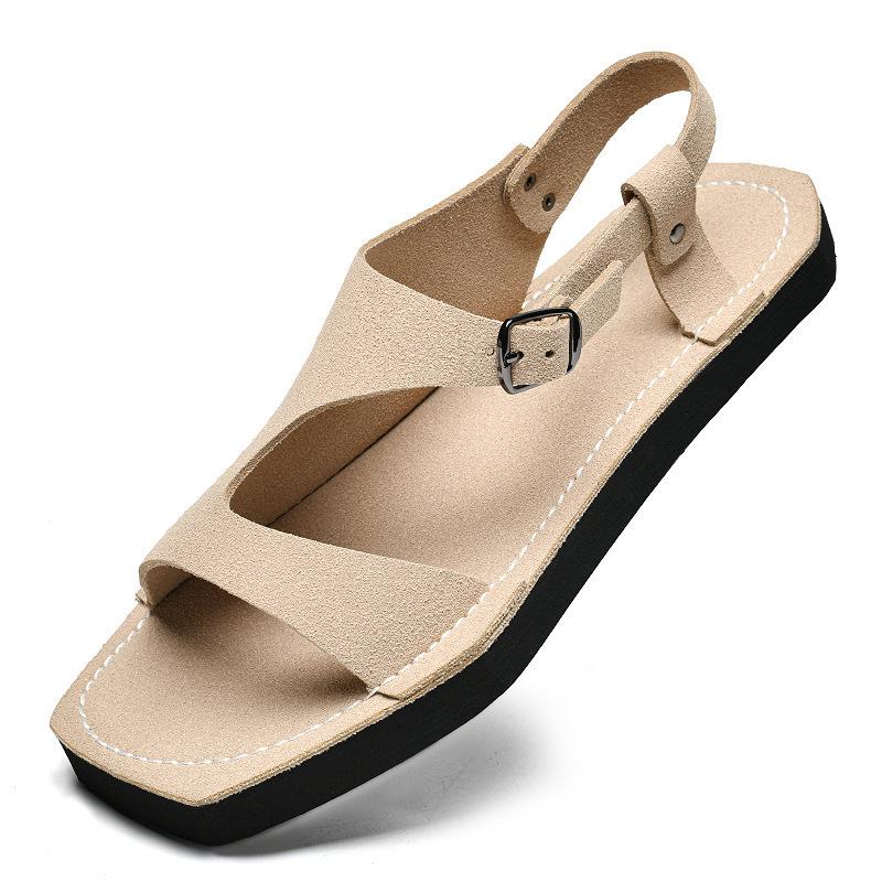 Men's 2025 Cross-Strap Thong Sandals - Large Size, Flat Bottom Flip-Flops