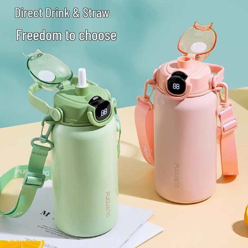 Fuguang 1300ml Digital Display Stainless Steel Insulated Straw Cup